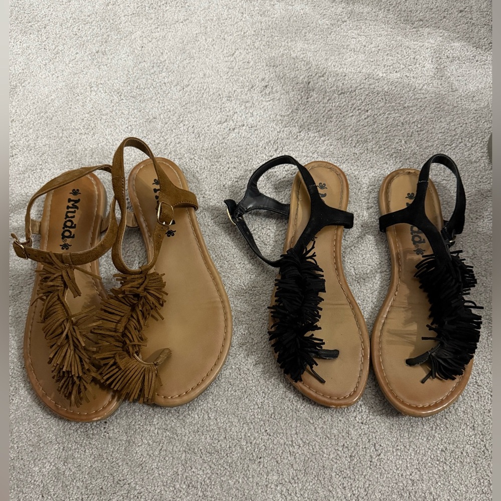 Set of 2 Mudd front sandals.  Black and brown.